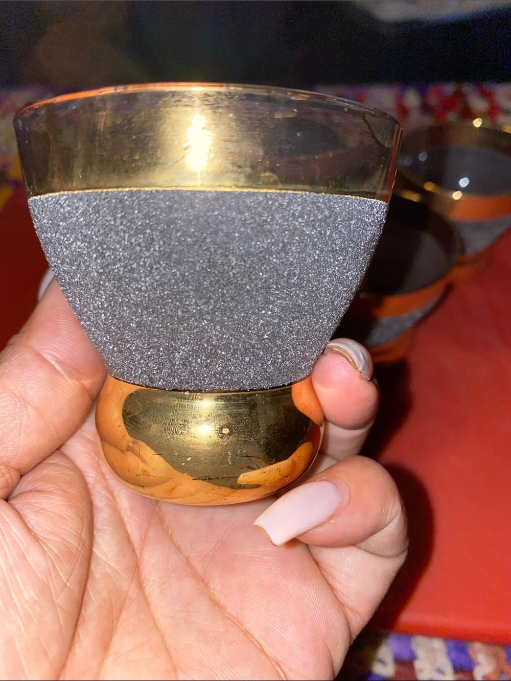 Vintage 1950’s Libbey Dark/Gray and 24K Gold Rim Double Shots - Set of 6